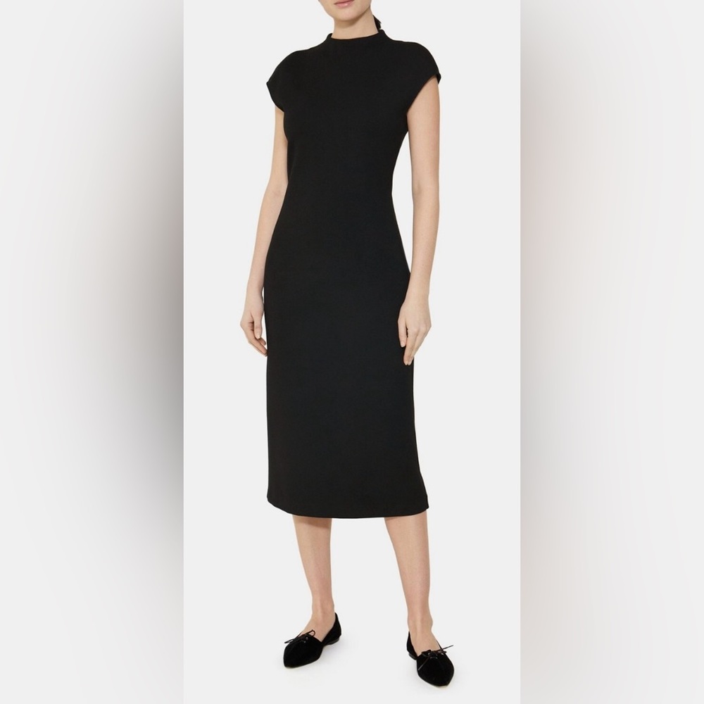 Theory High Neck Double Knit Midi Dress / S - Picture 3 of 4